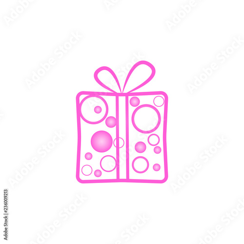 Pink Gift box icon with circles . vector illustration