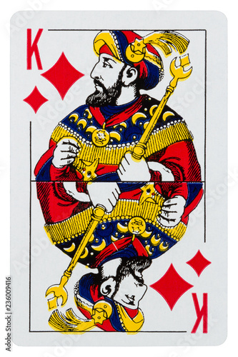 Playing card King of diamonds isolated on white