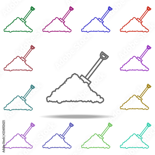 handful of sand shovel concept line icon. Elements of construction tools in multi color style icons. Simple icon for websites, web design, mobile app, info graphics