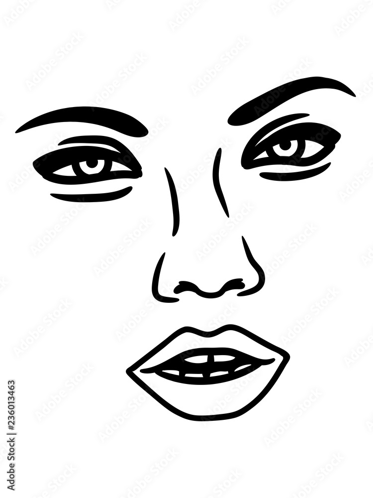 gesicht frau sexy nase kopf weiblich mädchen girl schön comic cartoon  clipart augen lippen haare design Stock Illustration | Adobe Stock