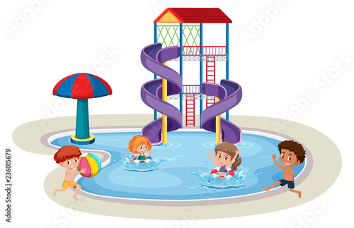 Isolated children in water park