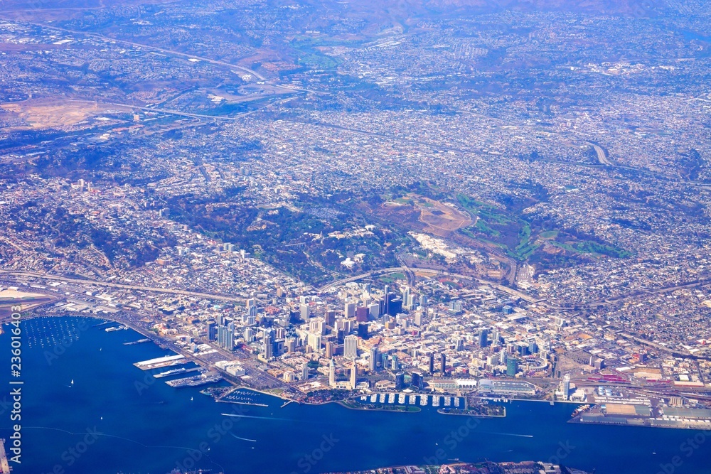 Downtown San Diego and Balboa Park from the sky
