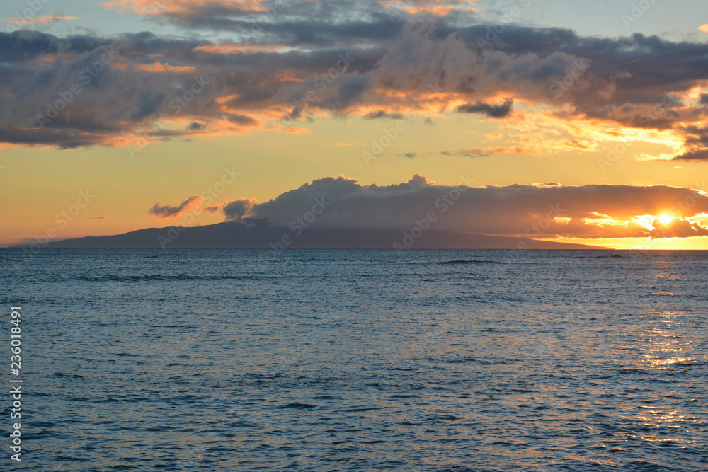 Sunset over the Pacific as seen from Kihei, Maui.
