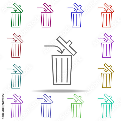 discard trash icon. Elements of arrow and object in multi color style icons. Simple icon for websites, web design, mobile app, info graphics