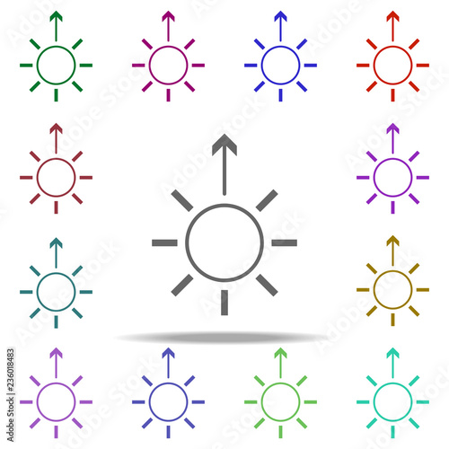 begin day sunrise icon. Elements of arrow and object in multi color style icons. Simple icon for websites, web design, mobile app, info graphics