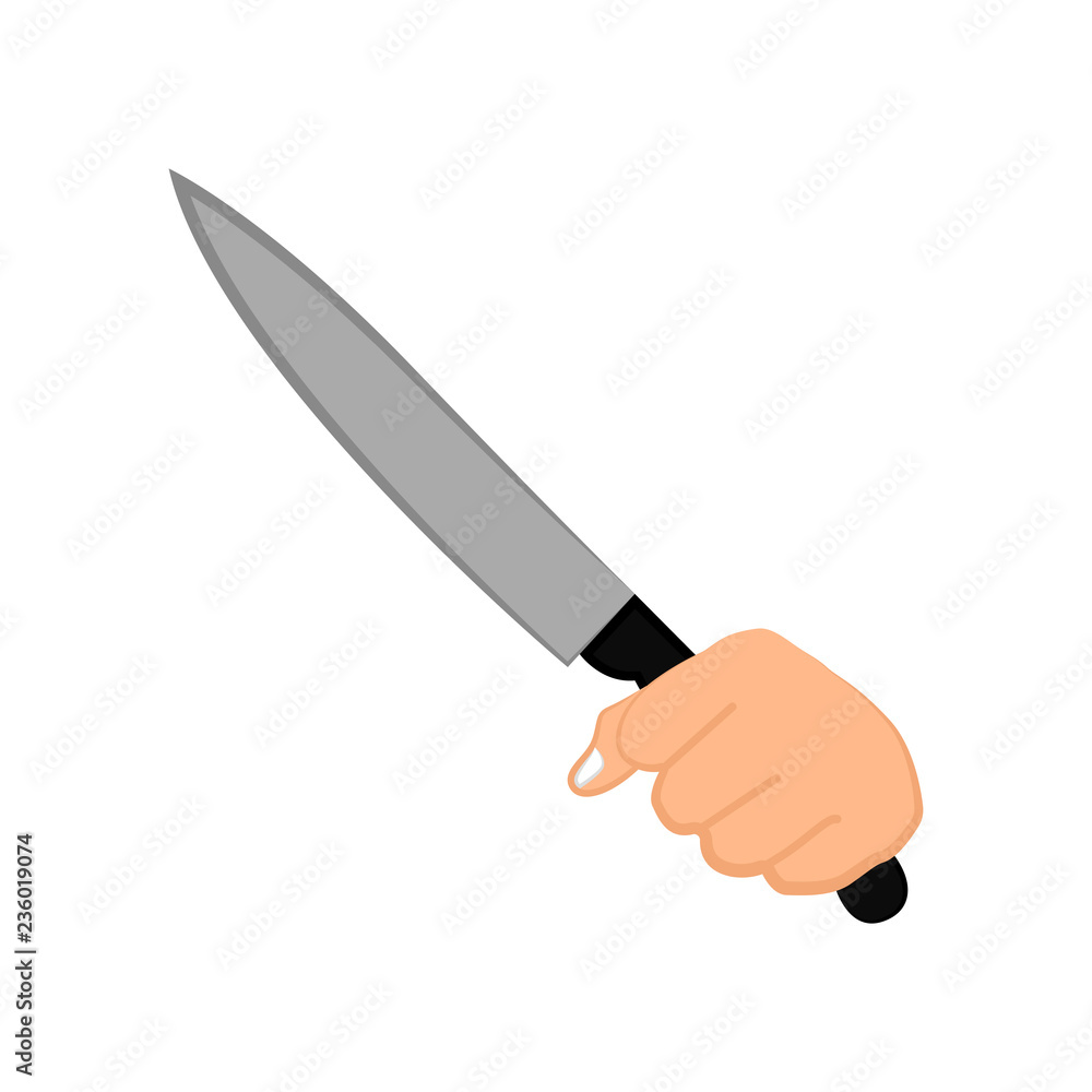 Hand holding a knife. Vector illustration design Hand holding a knife. Vector illustration design