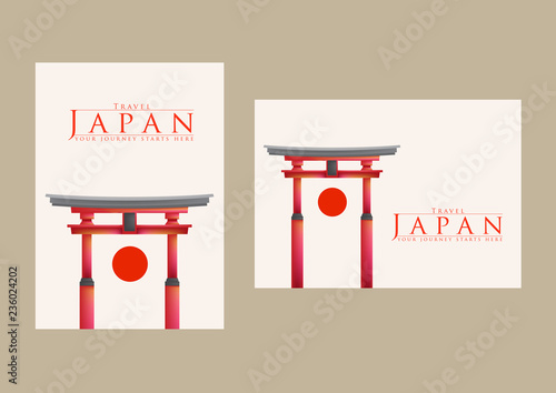 Vacation Travel to Japan landmark and food, vector illustration. ​