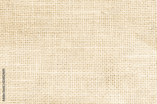 Vintage abstract Hessian or sackcloth fabric or hemp sack texture background. Wallpaper of artistic wale linen canvas. Blanket or Curtain of cotton pattern with copy space for text decoration.