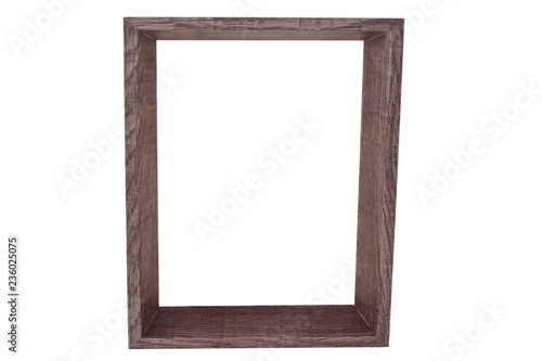 empty wooden frame isolated on white background