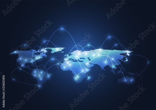 Global network connection. World map point and line composition concept of global business. Vector Illustration