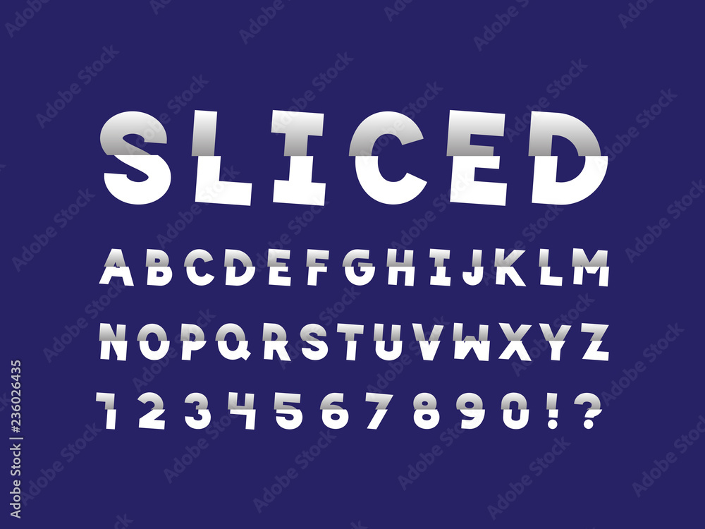 Sliced font. Vector alphabet Sliced font. Vector alphabet