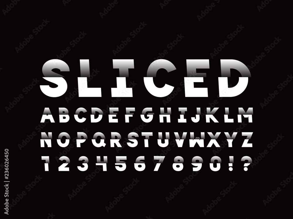 Sliced font. Vector alphabet  