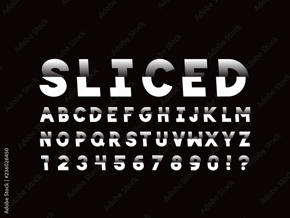 Sliced font. Vector alphabet Sliced font. Vector alphabet