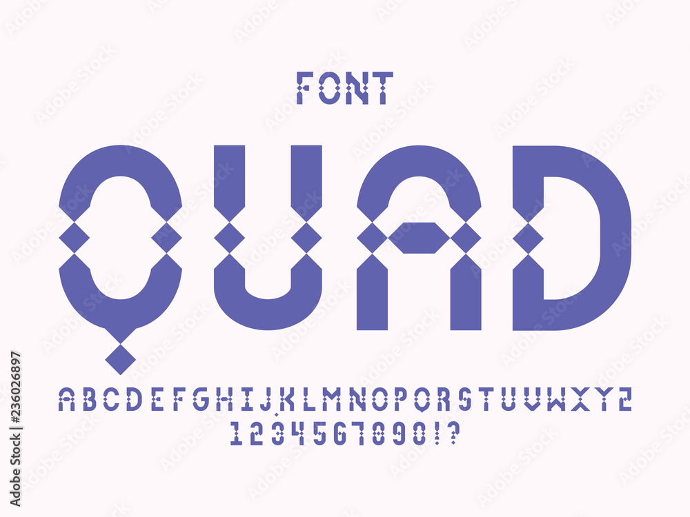 Quad font. Vector alphabet letters Quad font. Vector alphabet letters