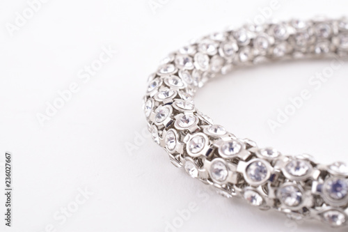 macro image of Silver Bracelet isolated on white background