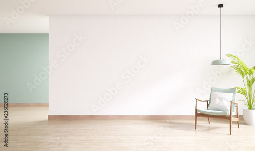 minimal interior of living room, wood armchairs with plant on wood flooring,3d rendering ,3d rendering