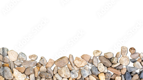 Small stones isolated on white background with space for your design.