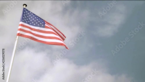 4K quality and Realistic USA flag waving in the wind | 4K - VINTAGE STYLE - 8MM FILM YELLOW FILMLOOK - PROJECTOR photo