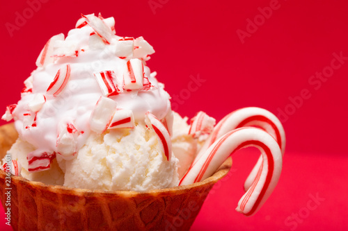 A Bowl of Peppermint Ice Cream in an Edible Waffle Cone Bowl