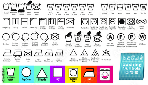 set of fabric care or washing symbols or laundry symbols. easy to modify