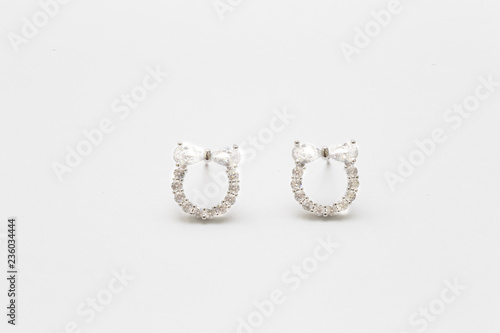 Close up of diamond earrings