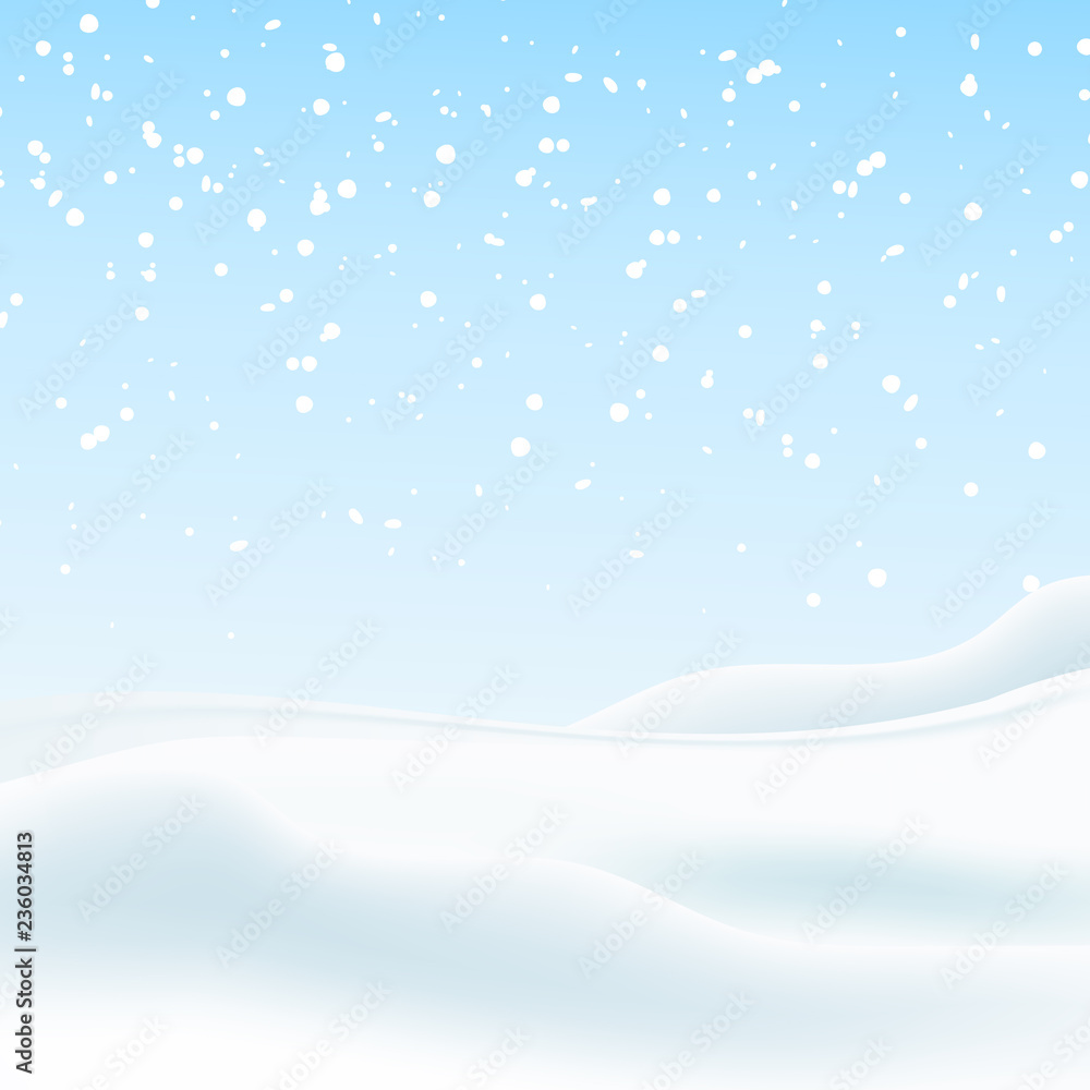 Winter snowy landscape. Vector Christmas background for greeting card.