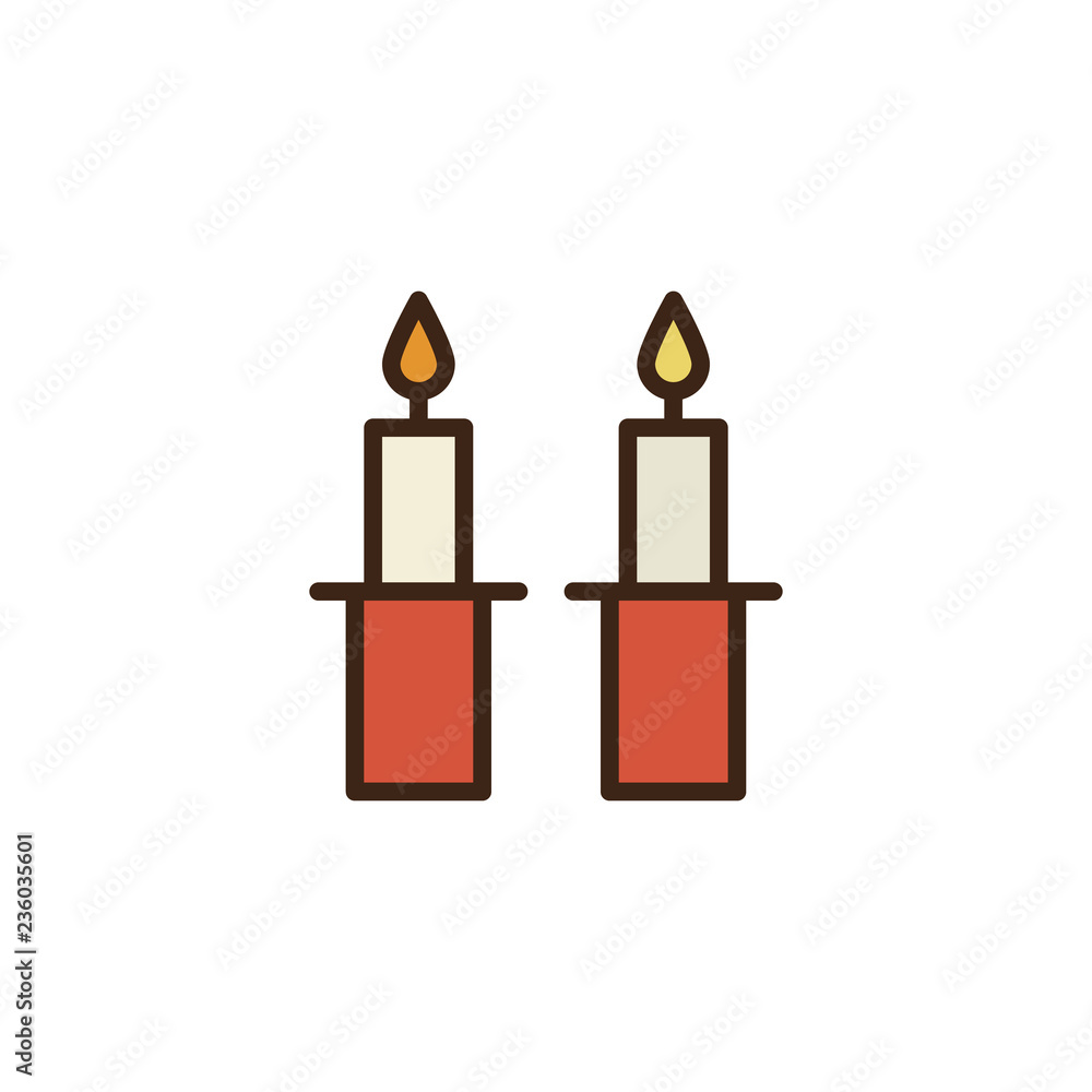 Shabbat candles filled outline icon, line vector sign, linear colorful  pictogram isolated on white. Jewish Candles symbol, logo illustration.  Pixel perfect vector graphics Stock Vector | Adobe Stock