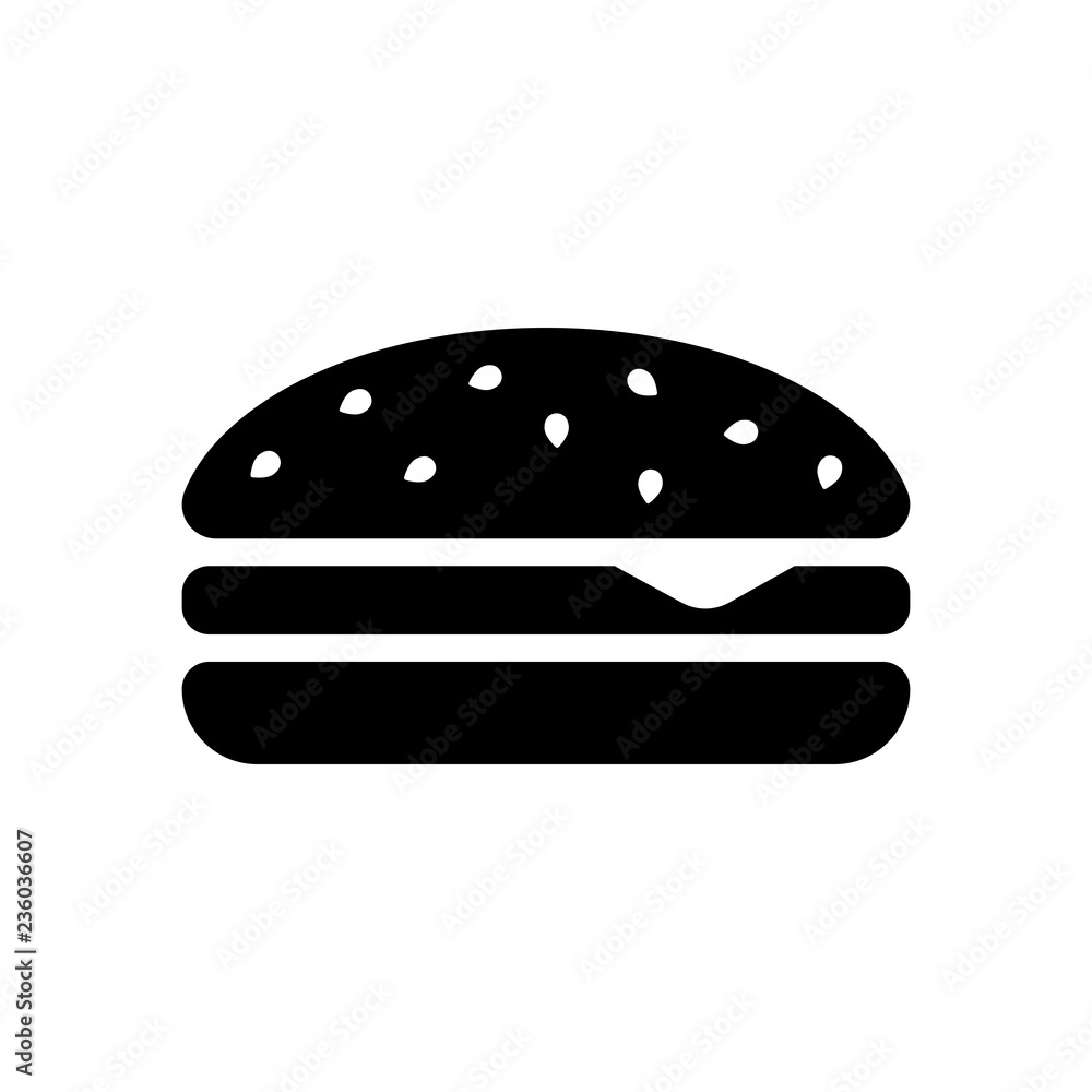 Hamburger icon. Fast food. Black icon on white background Hamburger icon. Fast food. Black icon on white background
