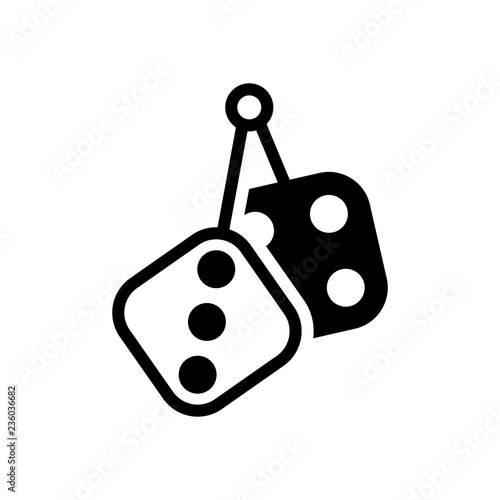 Dice amulet, Icon of casino games. Black icon on white backgroun