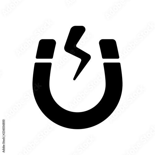 Magnet icon, sign of electromagnetic, silhouette of horseshoe, p