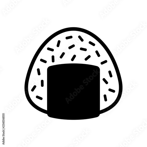 Onigiri icon, japanese food. Black icon on white background