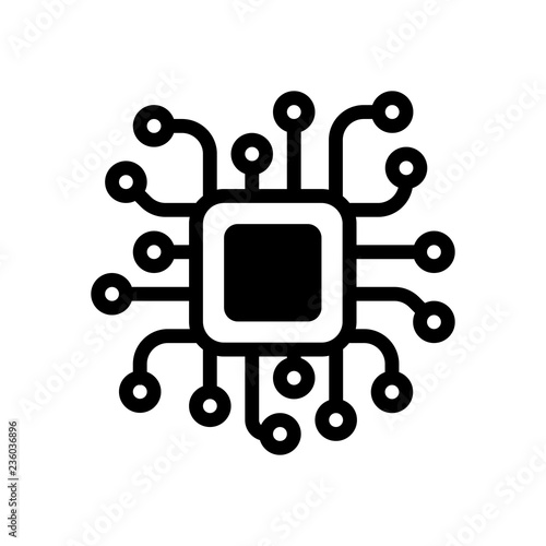Processor chip, computer microchip, cpu chipset. Technology icon