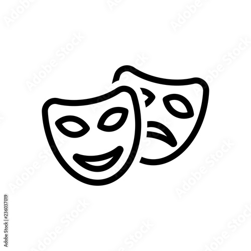 Smile and sad masks, comedy and drama theater, opposite emotions