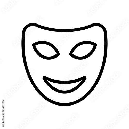 Smile mask of theatre, face with happy emotion, sign of comedy.