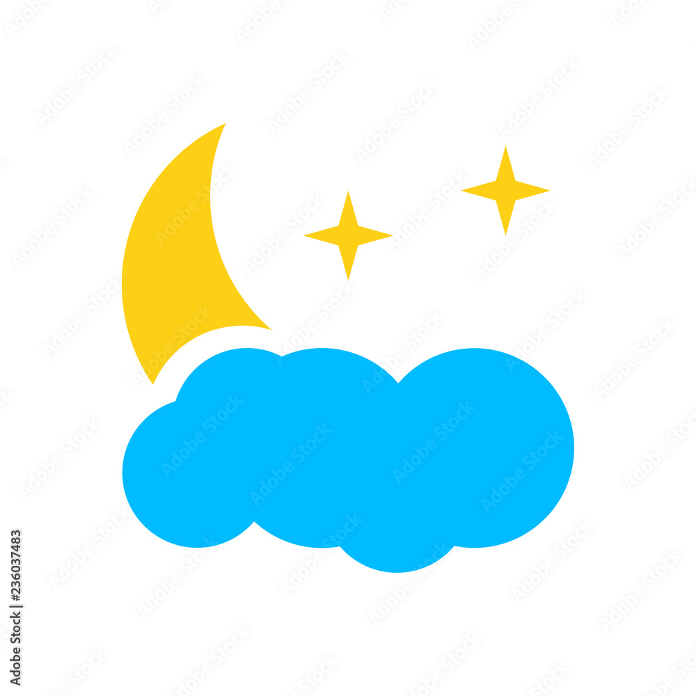 Moon, stars and cloud icon. Vector illustration. Moon, stars and cloud icon. Vector illustration.