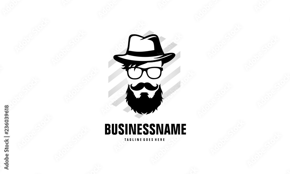 Hipster logo - beard mustache man vector - barber template Hipster logo - beard mustache man vector - barber template