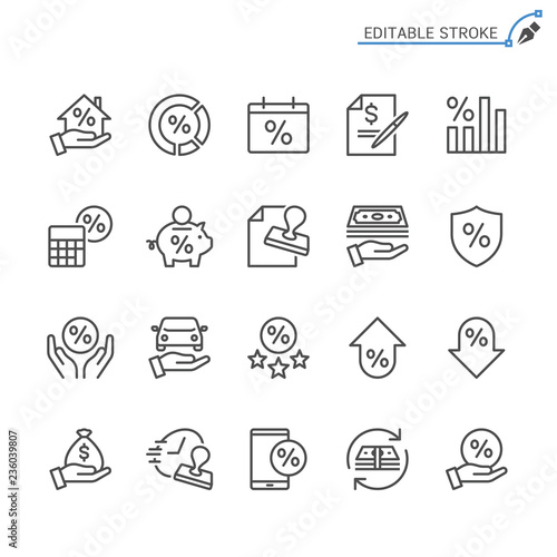 Loan line icons. Editable stroke. Pixel perfect.