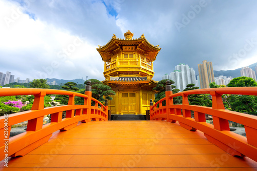 The Golden Pavilion Temple at Nan Lian Garden located in Diamond Hill Kowloon Hong Kong.