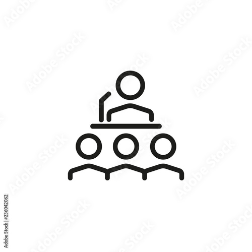 Speaker and audience line icon. Seminar, lecture, conference. Training concept. Vector illustration can be used for topics like business, education, politics