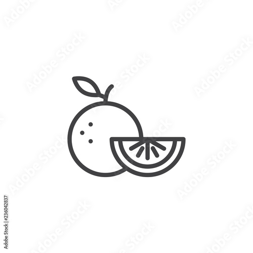 Orange fruit outline icon. linear style sign for mobile concept and web design. Citrus fruit slice simple line vector icon. Symbol, logo illustration. Pixel perfect vector graphics