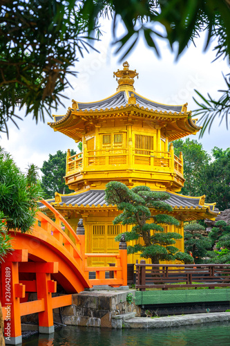 The Golden Pavilion Temple at Nan Lian Garden located in Diamond Hill,Kowloon,Hong Kong.