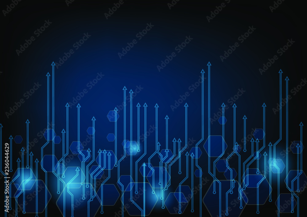 Fototapeta premium Abstract blue computer technology background with circuit board system , Vector illustration