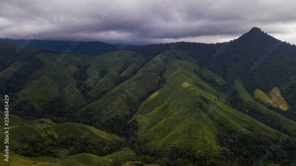 High angle view of  Mountain in  Nan province Thailand