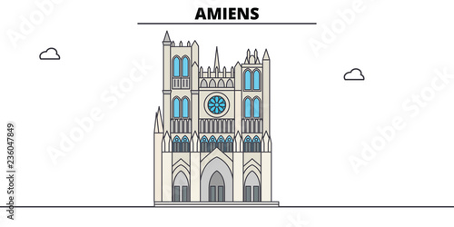 Amiens Cathedral  line travel landmark, skyline vector design. Amiens Cathedral  linear illustration. 