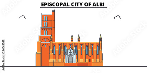 Episcopal City Of Albi  line travel landmark, skyline vector design. Episcopal City Of Albi  linear illustration. 