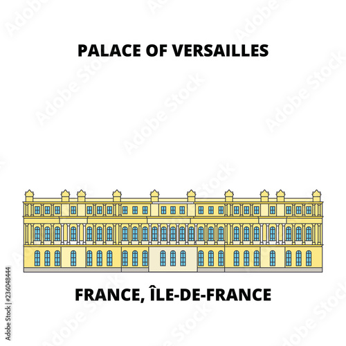France, Ile-De-France - Palace And Park Of Versailles line travel landmark, skyline vector design. France, Ile-De-France - Palace And Park Of Versailles linear illustration. 
