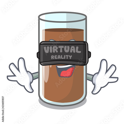 Virtual reality fresh chocolate splash on pouring mascot photo