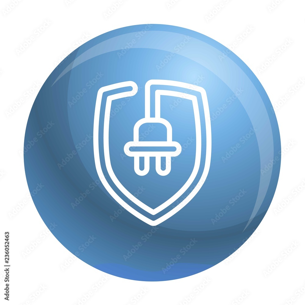 Eco plug shield icon. Outline eco plug shield vector icon for web design isolated on white background Eco plug shield icon. Outline eco plug shield vector icon for web design isolated on white background