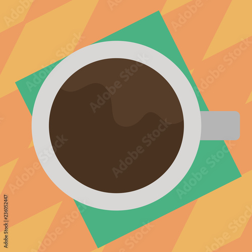 Design business Empty copy space text for Ad website promotion isolated Banner template. Top View of Drinking Cup Filled with Beverage on Color Paper Vector