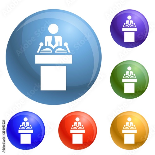 Political speaker icons set vector 6 color isolated on white background